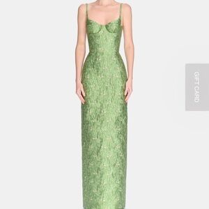 Sophisticated Montsand Green Brocade Formal Dress